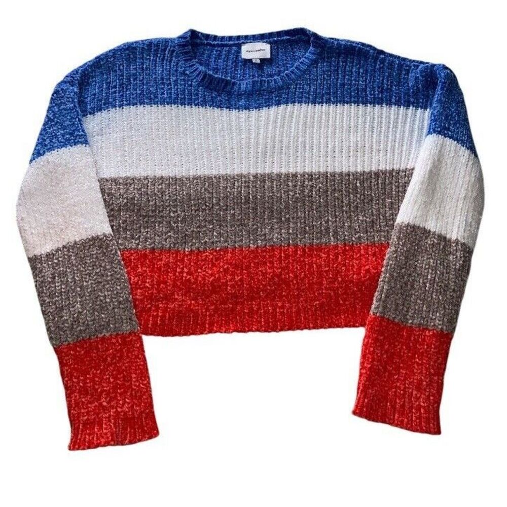 Skylar + Madison Cropped Sweater Women's Small Comfy Oversized Color‎ Block Boho